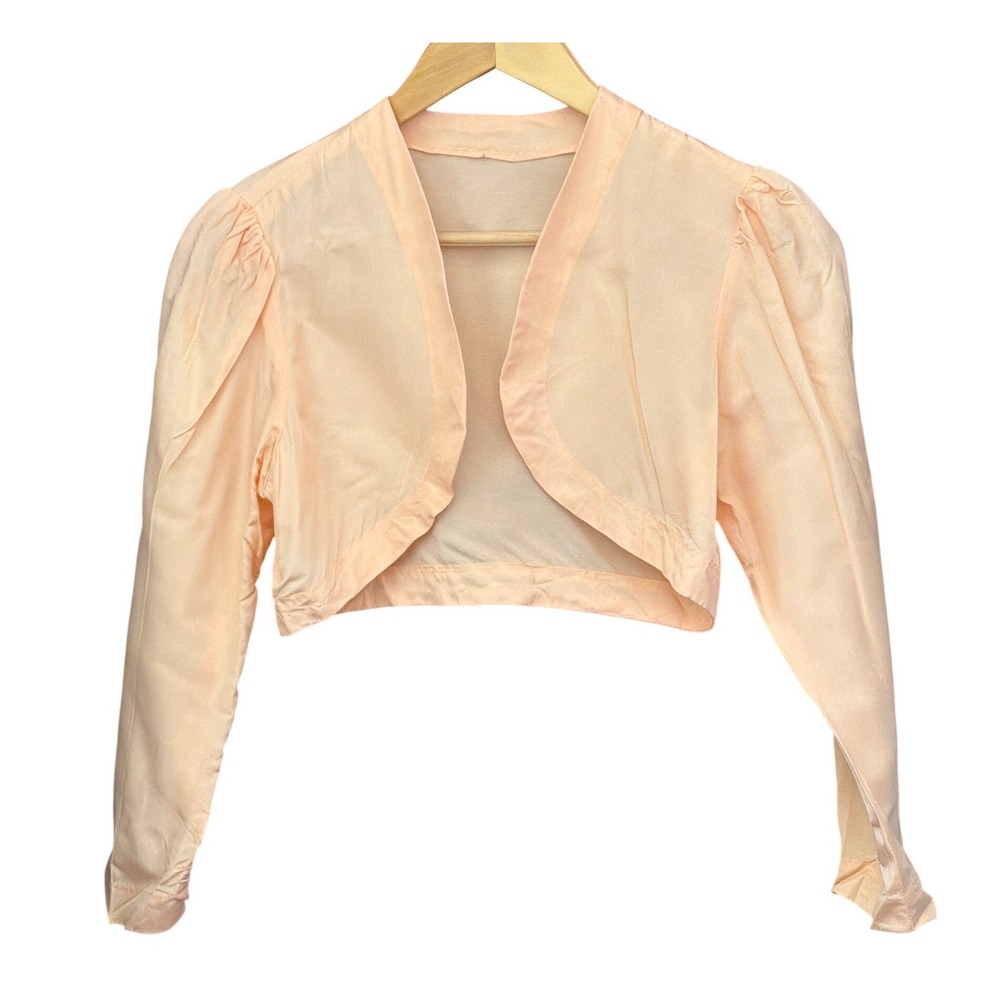 Vintage Light Peach Bolero Shrug Coquette Balletcore Regencycore Pastel Ethereal